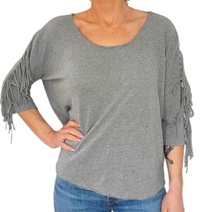 Billabong Fringe Sleeve Blouse Size Medium Grey